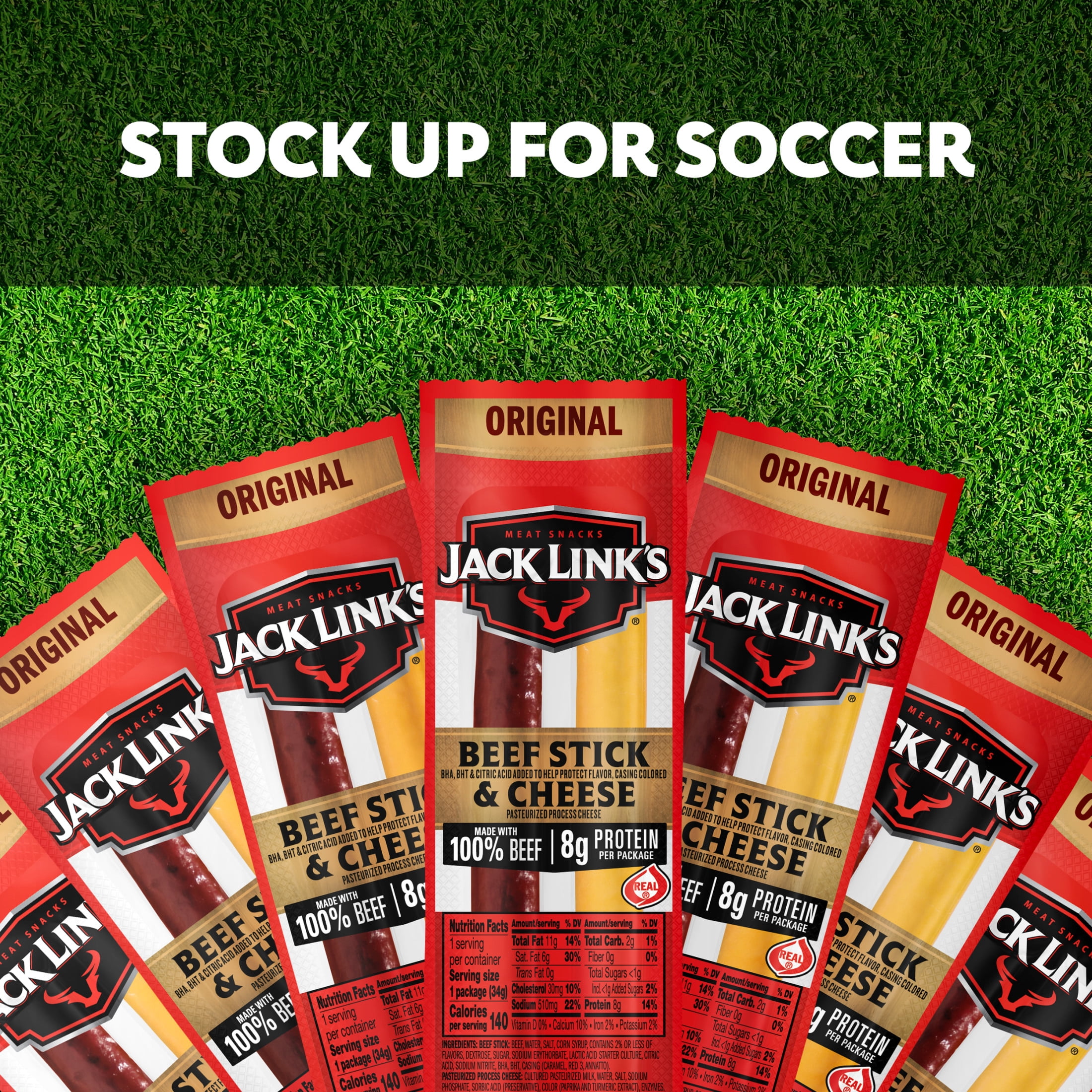 (10 pack) Jack Link's Snack Sticks, Protein Snack, All American Beef & Cheese Combo, 1.2oz