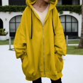 thumbnail image 2 of Wangmeiwg Women's Sweatshirts Women's Long Hooded Jacket Winter Warm Zip Up Coat Casual Street Outerwear For Fall And Cold Weather Yellow S, 2 of 6
