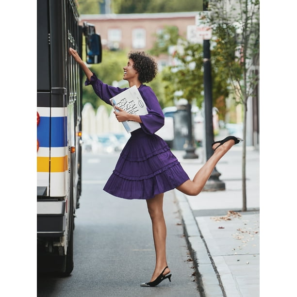 purple and white polka dot dress Mini Marcell Dress in Purple Polka Dot 9/10 main image 1