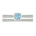 thumbnail image 2 of Clara Pucci 14K White Gold 0.86 Simulated Blue Diamond Engraveable Engagement Ring + Wedding Band Set, 2 of 7