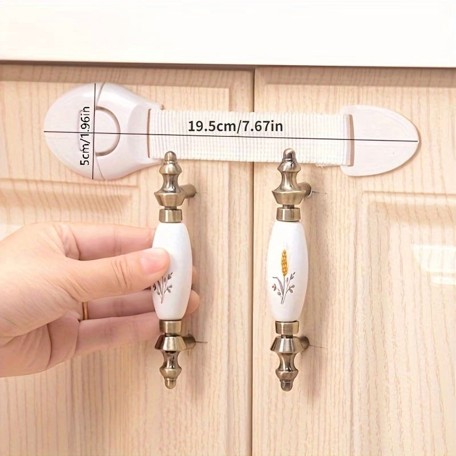6pcs White Child Safety Locks - No-Drill Drawer and Door Latches for Child Protection, Durable ABS Plastic with Adhesive Strips, Fits Cabinets and Refrigerators, Minimalist Design