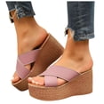 thumbnail image 1 of Mules à Plateforme à Bout Ouvert pour Femmes, Semelle Épaisse, Brides Croisées, Sandales Compensées Confortables Antidérapantes, Chaussures Habillées Rouges, Taille 6,5, 1 of 6