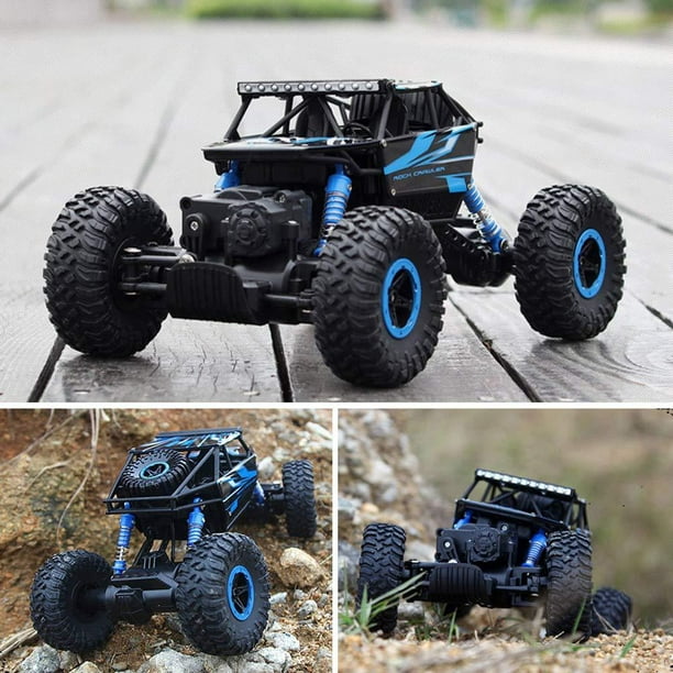 SZJJX 2.4Ghz 4WD All Terrain RC Rock Crawler Monster Truck With 2 Batteries  - Remote Control Car for Kids Boys, Blue