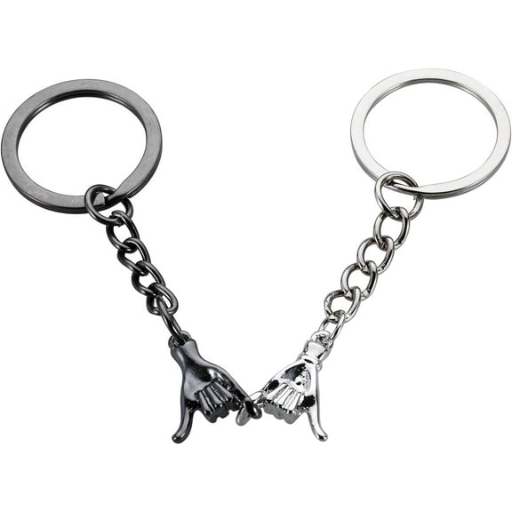Pinky Promise Keychain, Modern Silver for Couples, Anniversary, Valentine's Day, Long-Distance Relationship Gifts