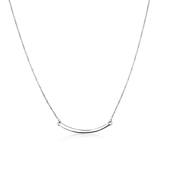 925 Sterling Silver Curved Bar Necklace (16 Inches)