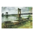 thumbnail image 1 of Landscape Cutting Board, Bridge and Old Boat on Riverside Distressed Paint Style Nostalgic City Picture, Decorative Tempered Glass Cutting and Serving Board, Large Size, Green Grey, by Ambesonne, 1 of 1
