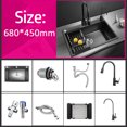 thumbnail image 1 of Multi-size Stainless Steel Kitchen Sink Single Bowl Nano Black Kitchen Fixtures Drain Kit Top Mount/Undermount, 1 of 5