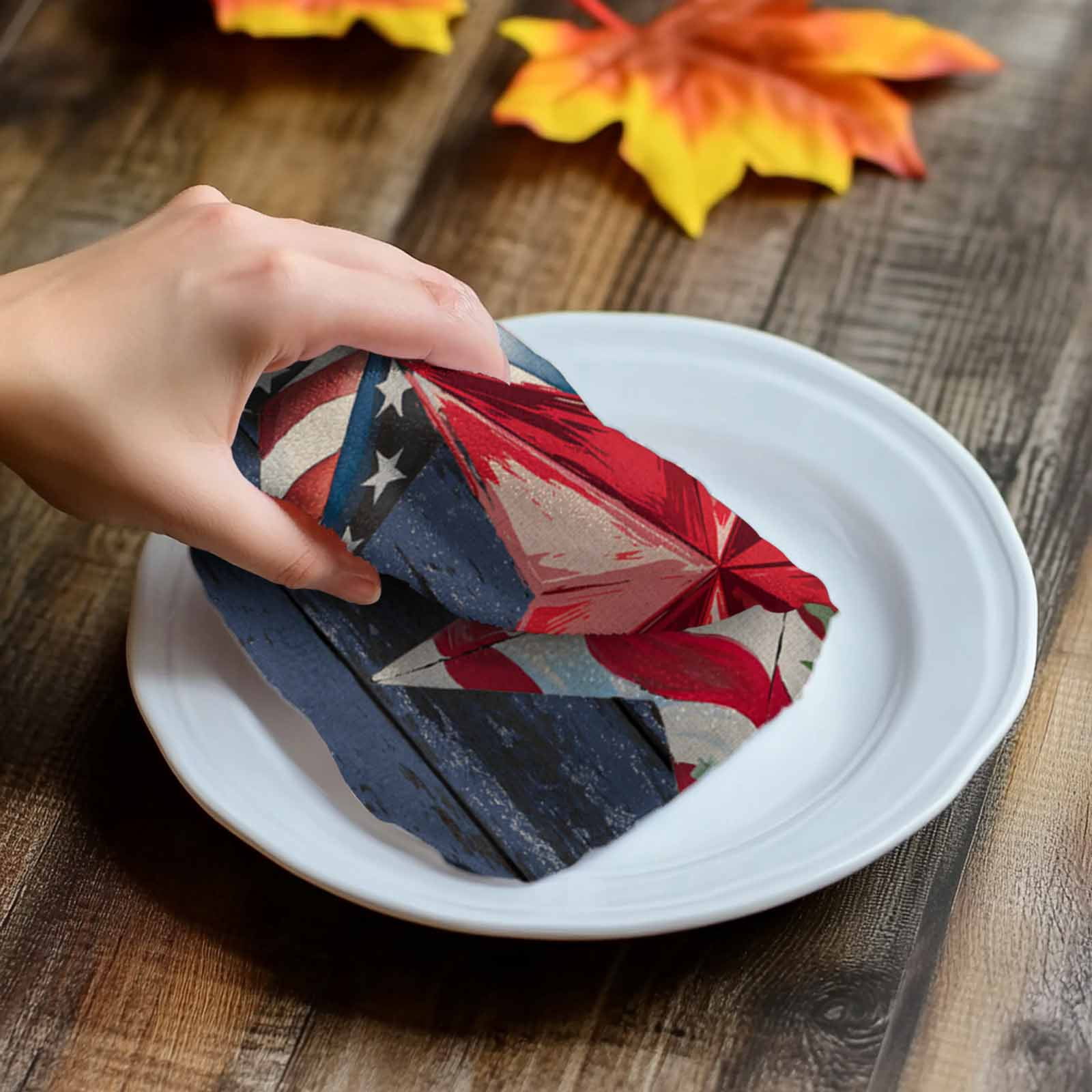 4th of July Kitchen Towel Dish Cloths Set of 2, Microfiber Soft Kitchen Hand Towels, Independence Day Red Star Vintage Absorbent Quick Drying Dishcloths 18 x 28 Inches