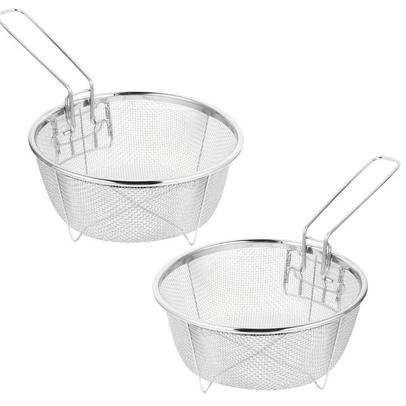 LOLIPPYY Set of 2 Stainless Steel Fry Baskets with Handles for Cooking Fries and Snacks