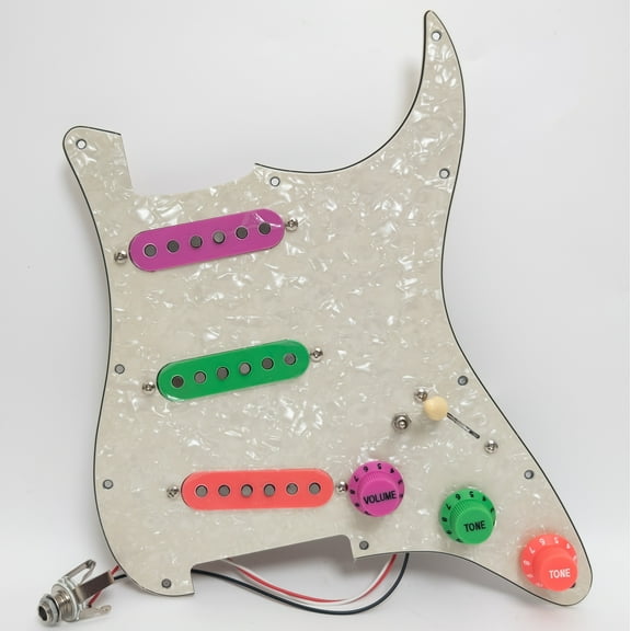 Prewired Loaded Strat Pickguard, with SSS Alnico 5 Single Coil Pickups, for Fender Strat Guitar