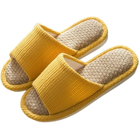 

PIKADINGNIS Summer House Slippers for Women and Men Cool Comfy Open Toe Home Cotton Linen Slipper Slides Bedroom Breathable Light Shoes Indoor or Outdoor