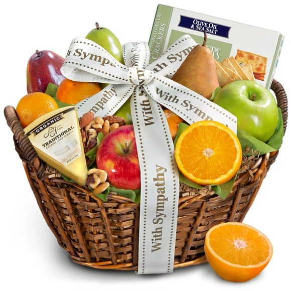 Golden State Fruit Sympathy Cheese, Nuts & Fresh Fruit Gift Basket