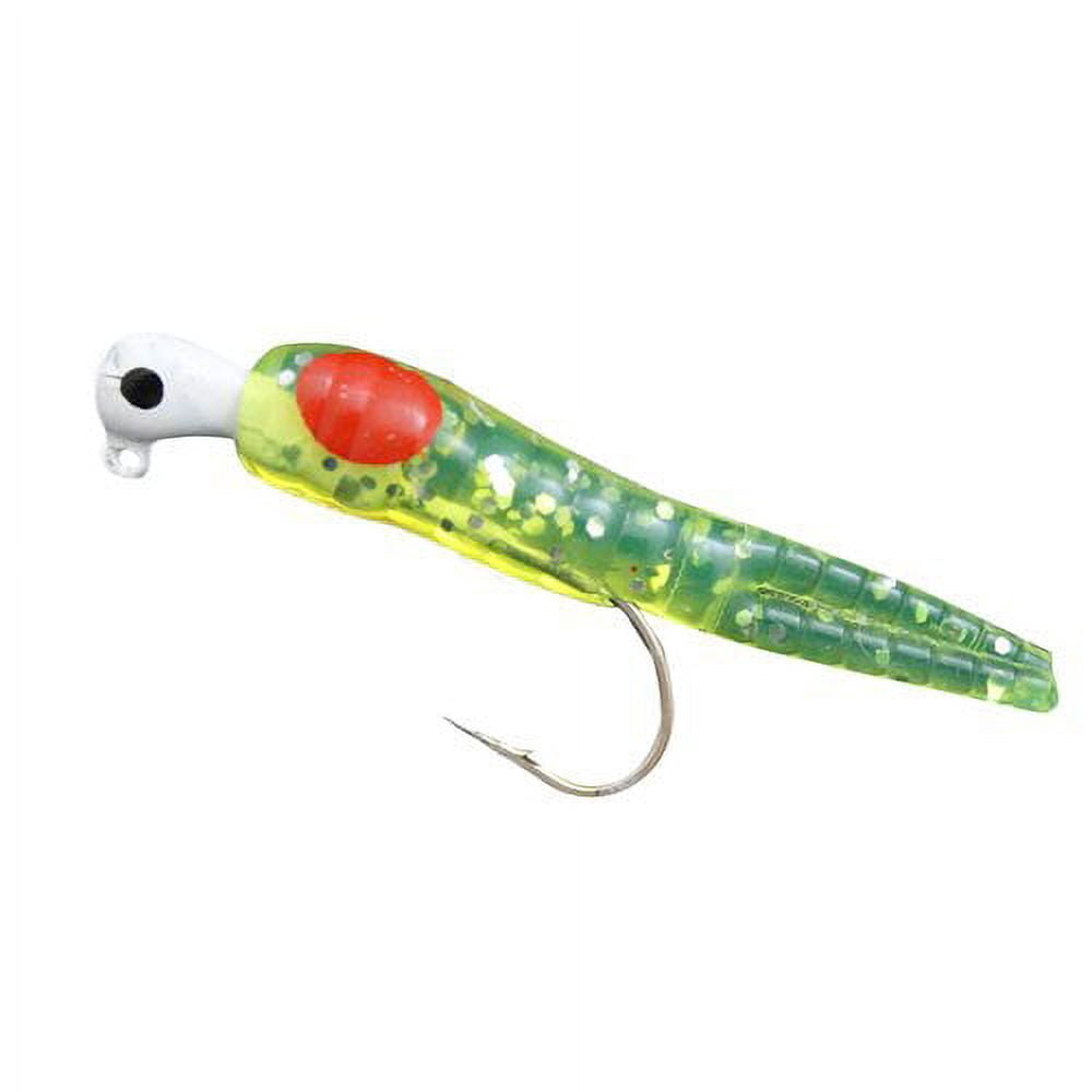 H&H Sparkle Beetle Jig Double Rig Sofbait, Chartreuse & Glitter, 1/8 oz