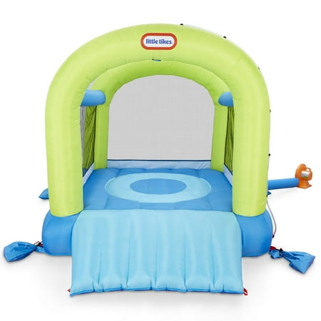 Little Tikes Splash n  Spray Outdoor Indoor 2-in-1 Inflatable Bounce House with Slide  Water Spray and Blower  Fits 2 Kids  Backyard Toy For Boys Girls Ages 3-8 Years