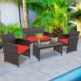 thumbnail image 3 of Patiojoy Ensemble de Meubles de Patio Extérieur 8 Pcs Canapés en Rotin Résistants aux Intempéries avec Coussin Doux Rouge, 3 of 8