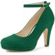 thumbnail image 1 of Zapatillas Correa De Tobillo Tacón De Aguja Punta Redonda De Las Mujeres Verde 36, 1 of 7