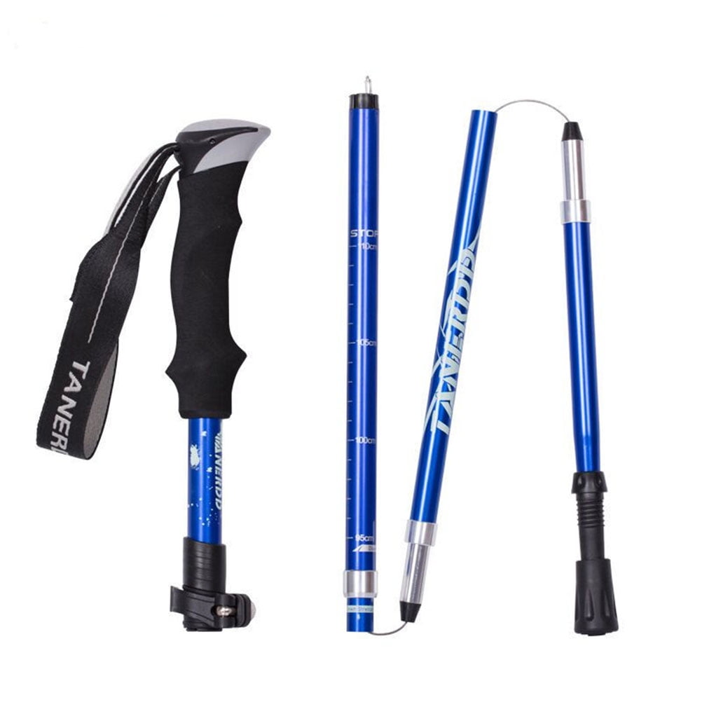 Aluminum Alloy 5 Sections Walking Stick Foldable Telescopic Trekking Pole  Walking Cane Retractable Anti-slip Mobility Aid for Men Women Outdoor  Hiking 