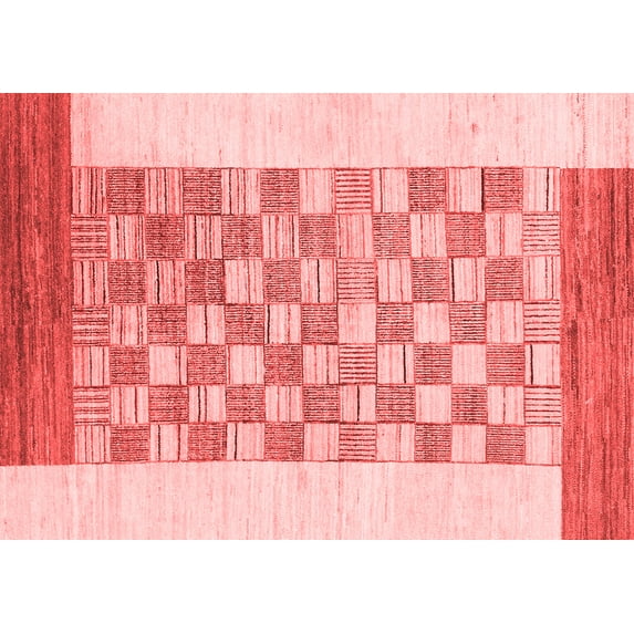 Ahgly Company Indoor Rectangle Checkered Red Modern Area Rugs, 6' x 9'
