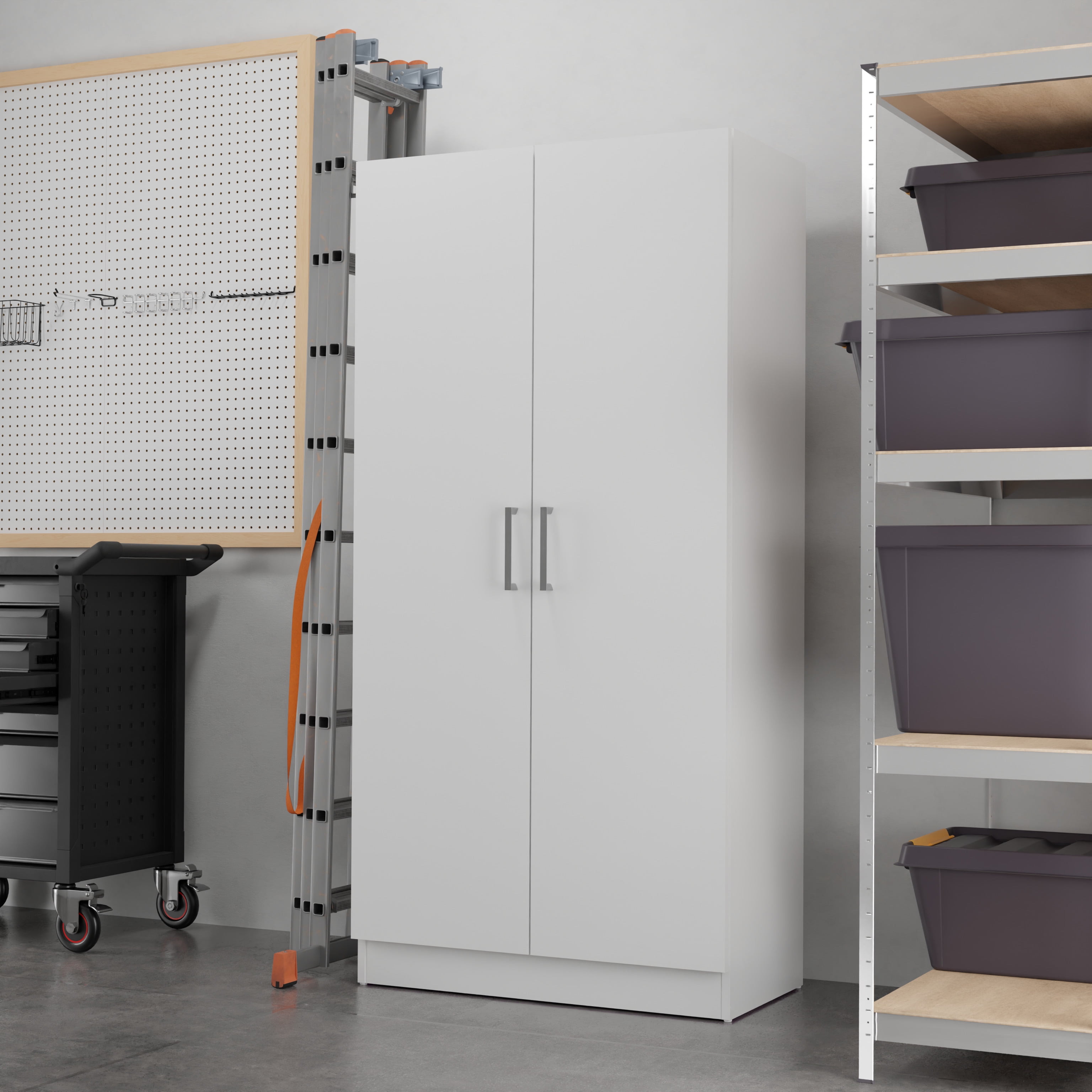 Kappesberg Liam 2-Piece White 2-Door Pantry Cabinet Set with Shelves for Kitchen or Laundry