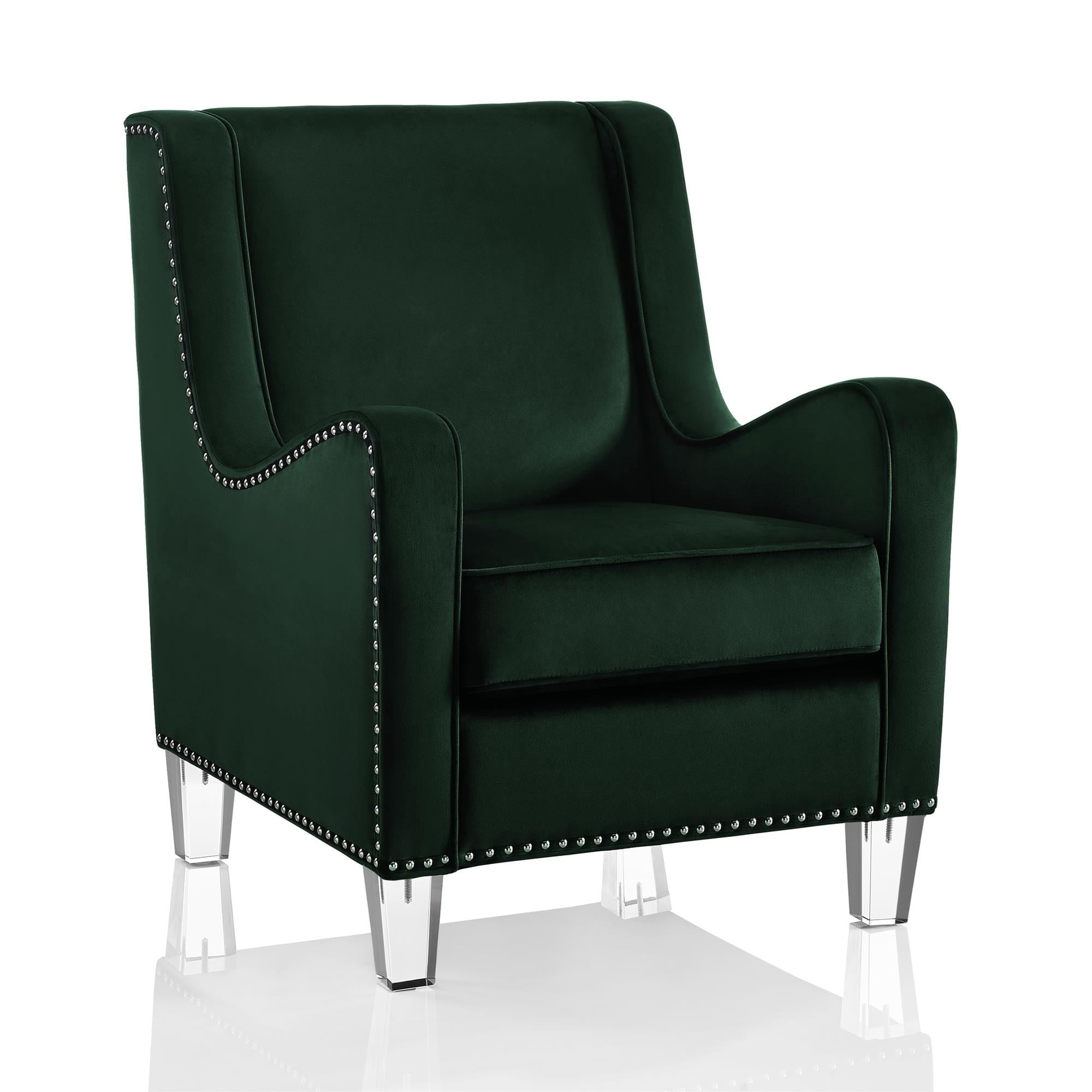 CosmoLiving by Cosmopolitan Nixon Acrylic Leg Velvet Accent Chair with