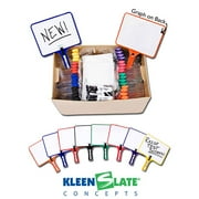 KleenSlate Rectangular Dry Erase Boards with Dry Erase Markers, Two-Sided, Graph/Plain, Assorted Colors, Pack of 32
