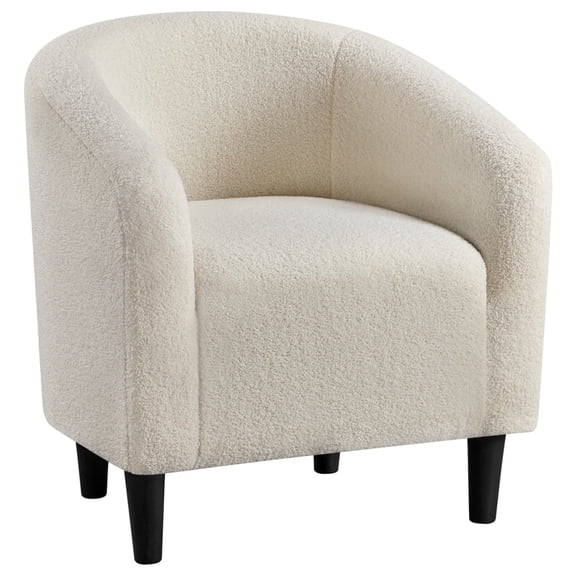 Yaheetech Modern Upholstered Boucle Armchair for Living Room, Ivory