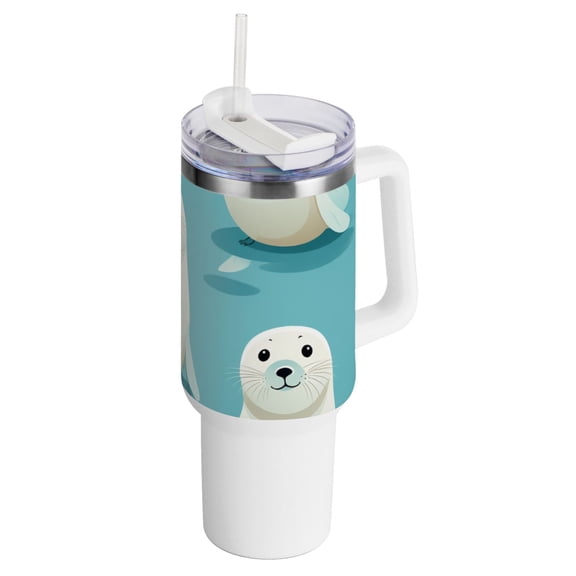 Seals 40 oz Tumbler with Handle Insulated Travel Mug Lid Straw Leak Proof Steel Vacuum Water Bottles Glasses Fits in Car Cup Holder