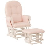 Storkcraft Hoop Glider and Ottoman White with Light Pink Cushions