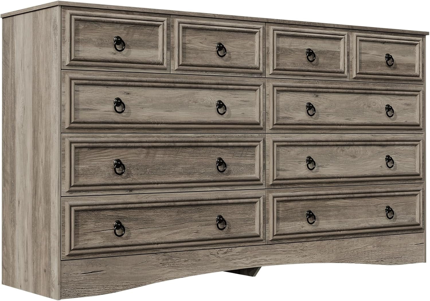 Meteorleg 10 Drawers Dresser for Bedroom, 55.2 Inch Wide Large Dressers & Chests of Drawers, TV Stand for 65 inch, Storage Organizer Furniture, Hallway, Entryway, Closet,Gray