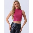 thumbnail image 4 of DARING DIVA Women's Sleeveless Party Metallic Sparkly Tops L Hot Pink, 4 of 6