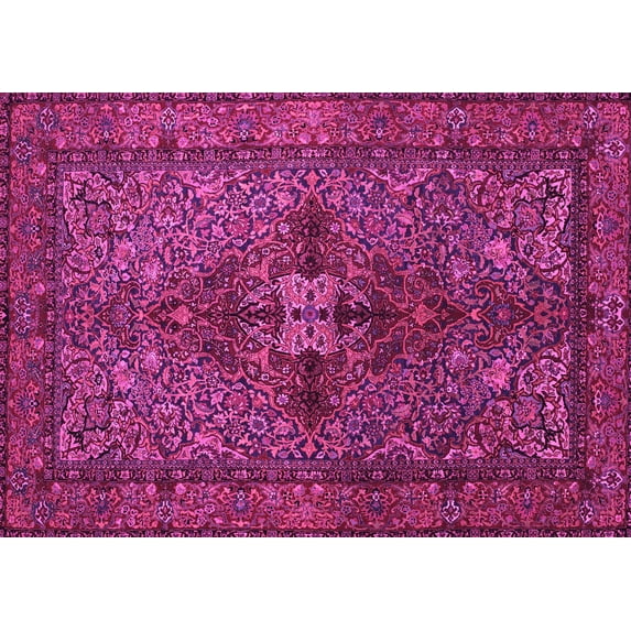Ahgly Company Machine Washable Indoor Rectangle Persian Pink Traditional Area Rugs, 2' x 4'