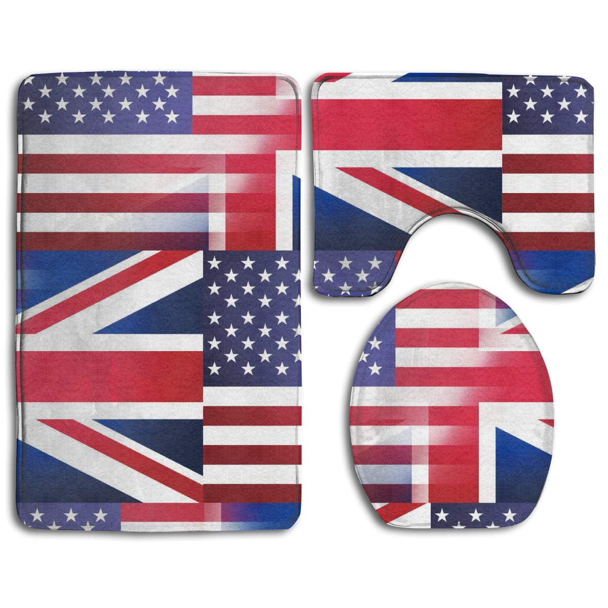 Erehome American British Flag 3 Piece Bathroom Rugs Set Bath Rug Contour Mat And Toilet Lid Cover Walmart Canada