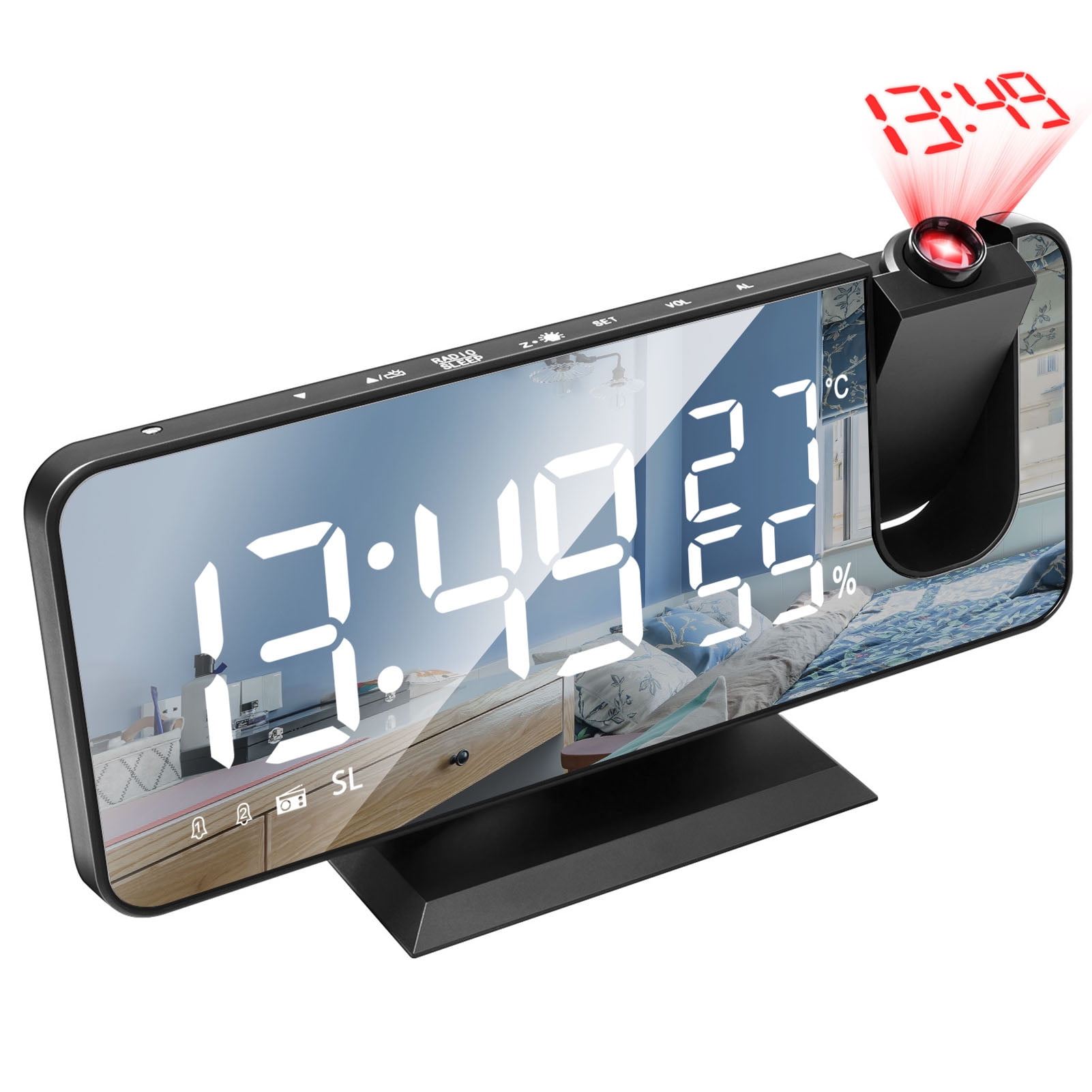 Projection Alarm Clock,Radio Loud Dual Loud Dual Alarm Clock Radio Loud Alarm Clock Rookin S N Alarm Led S N Clock L-ed Screen Zdhf