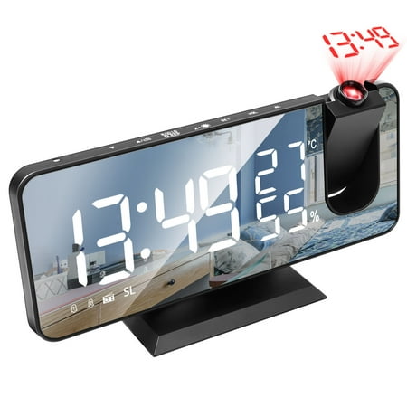 Spirastell Projection Alarm Clock,Clock Radio Loud ZDHF Heavy Kid Elderly Clock Heavy Kid Loud Dual Alarm Clock L-ED Screen AYUMN LED Sn Alarm