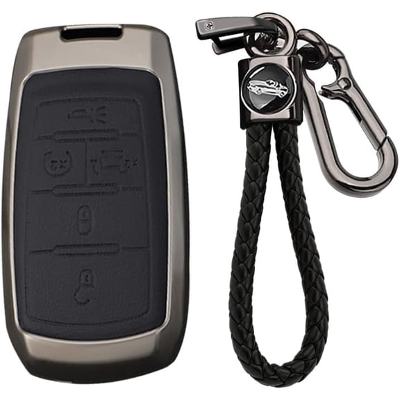 Key Fob Cover Compatible with Dodge Ram 1500 2500 3500 4500 5500 2022-2025 5 Button Leather Keychain Case Holder Protector,5 Buttons A Black