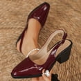 thumbnail image 2 of WRKEKC Womens Sandals Wide Width Solid Color Shiny Square Toe Closed Toe Chunky Heel High Heel Sandals Casual Comfortable Dressy, 2 of 9