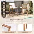 thumbnail image 3 of 2PCS Outdoor Counter Height Bar Stools - Acacia Wood with Backrest/Armrest Removable Beige Cushions 400LBS Capacity for Patio/Pool/Garden, 3 of 10