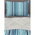 thumbnail image 3 of Abstract Comforter & Sham Bedding Set, Vertical Striped Pastel Toned Color Bands Lines Background Nautical Design, 3 pcs Duvet Set Microfiber Filling Quilt, 5 Sizes, Sky and Dark Blue, by Ambesonne, 3 of 4