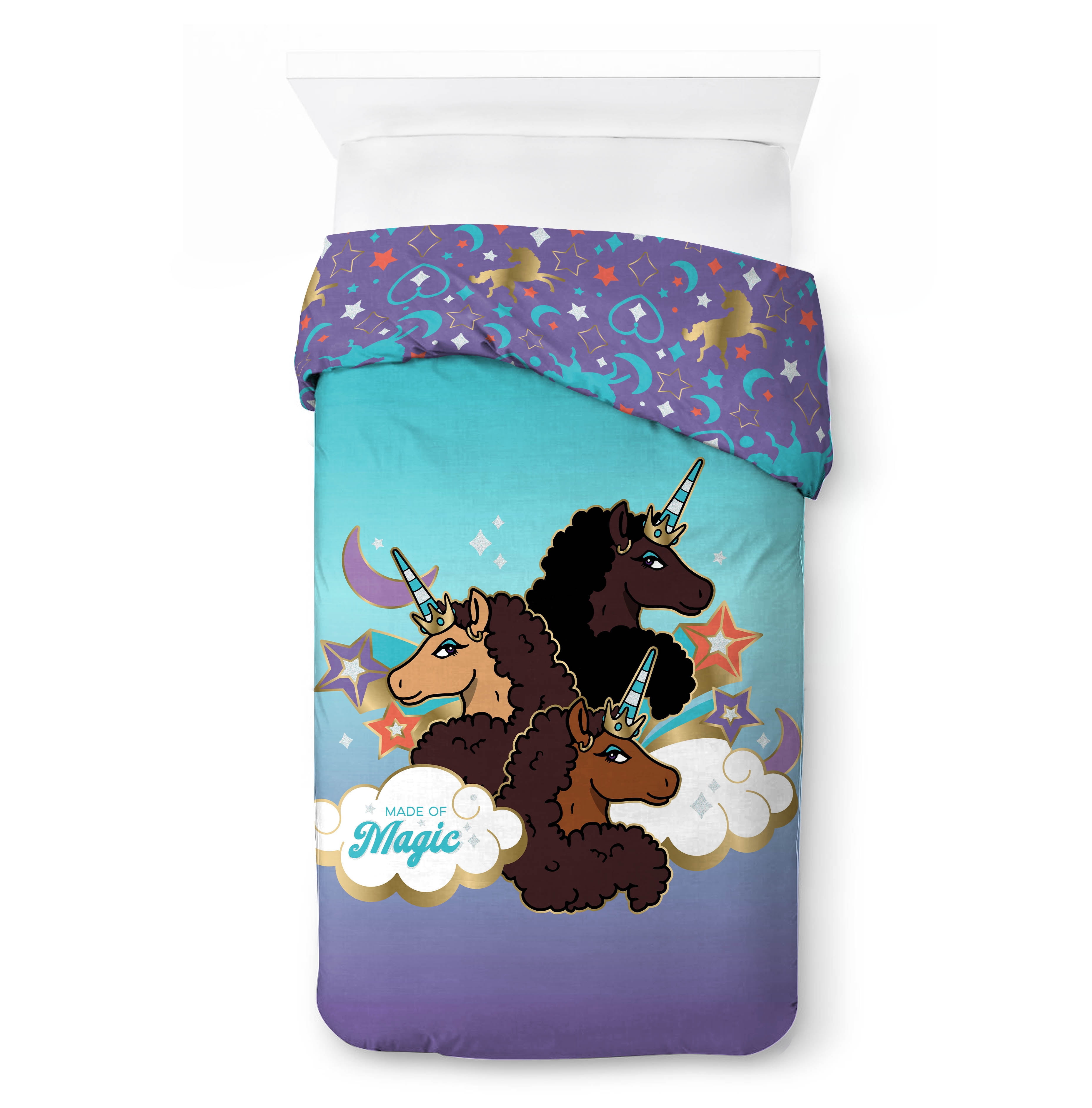 Afro Unicorn Unique, Divine, Magical Throw Blanket - Measures 46 x 60  inches, Kids Bedding - Fade Resistant Super Soft Fleece (Official Product)