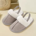 thumbnail image 2 of Quealent Baby House Slippers Toddlers Infants Fuzzy Slippers 0-18 Months Boys Girls Cozy Fleece Shoes with Heel Strap Gray for Size 4.5, 2 of 8
