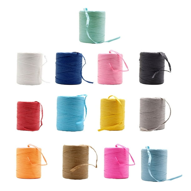 LEREATI Rafia Naturel Bobine 3mm x 300m Raphia à Crocheter Rafia Crochet, Fil de Raphia à Crocheter pour Sac, Chapeau, Paniers, Emballage Cadeau, Bricolage Décoration (Bleu Foncé