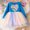 Blue, variant on USSUMA Girls Dresses Long Sleeve Crewneck Rainbow Graphic Dress Tulle Princess Cute Dresses Knit Mid-Length Hawaiian A-Line Dress Blue 6 Years
