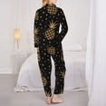 thumbnail image 5 of Kll Gold Glitter Pineapples Print Women'S Long Sleeve Pajamas With Pants Sleepwear Loungewear 2 Set-Large, 5 of 9
