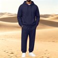 thumbnail image 2 of Hearthz Men's Sweatshirt Suit 2 Piece Outfit Oversized Hoodie Loose Wide Leg Pants Fall Winter Athletic Sweat Suits for Men 2 Piece Navy XXXL, 2 of 7