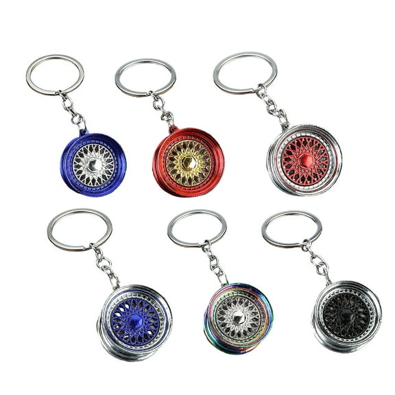 rygai Wheel Rim Keychain Cool 3D Zinc Alloy Multi-colored Auto Parts Car Key Ring Pendant Backpack Ornament,F