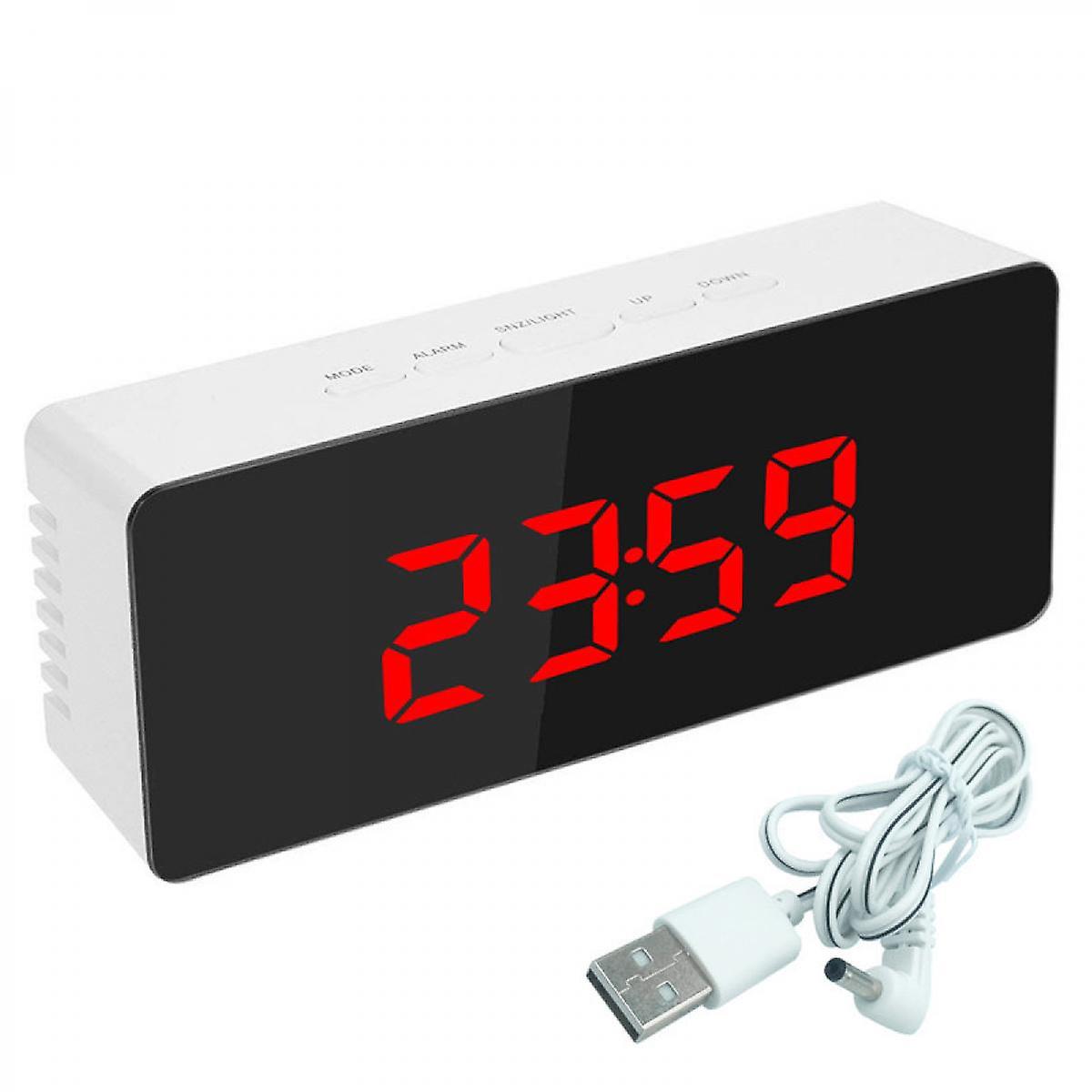 Digital Mini Led Clock Mirror Alarm Clock With Thermometer Calendar