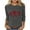 Dark Gray, variant on Womens Gray 3/4 Sleeve Relaxed Fit Top - Ribbed Knit Crew Neck, Double Heart Graphic, Nylon Spandex Stretch for Spring Fall Daily Casual (S-XXL),Size M