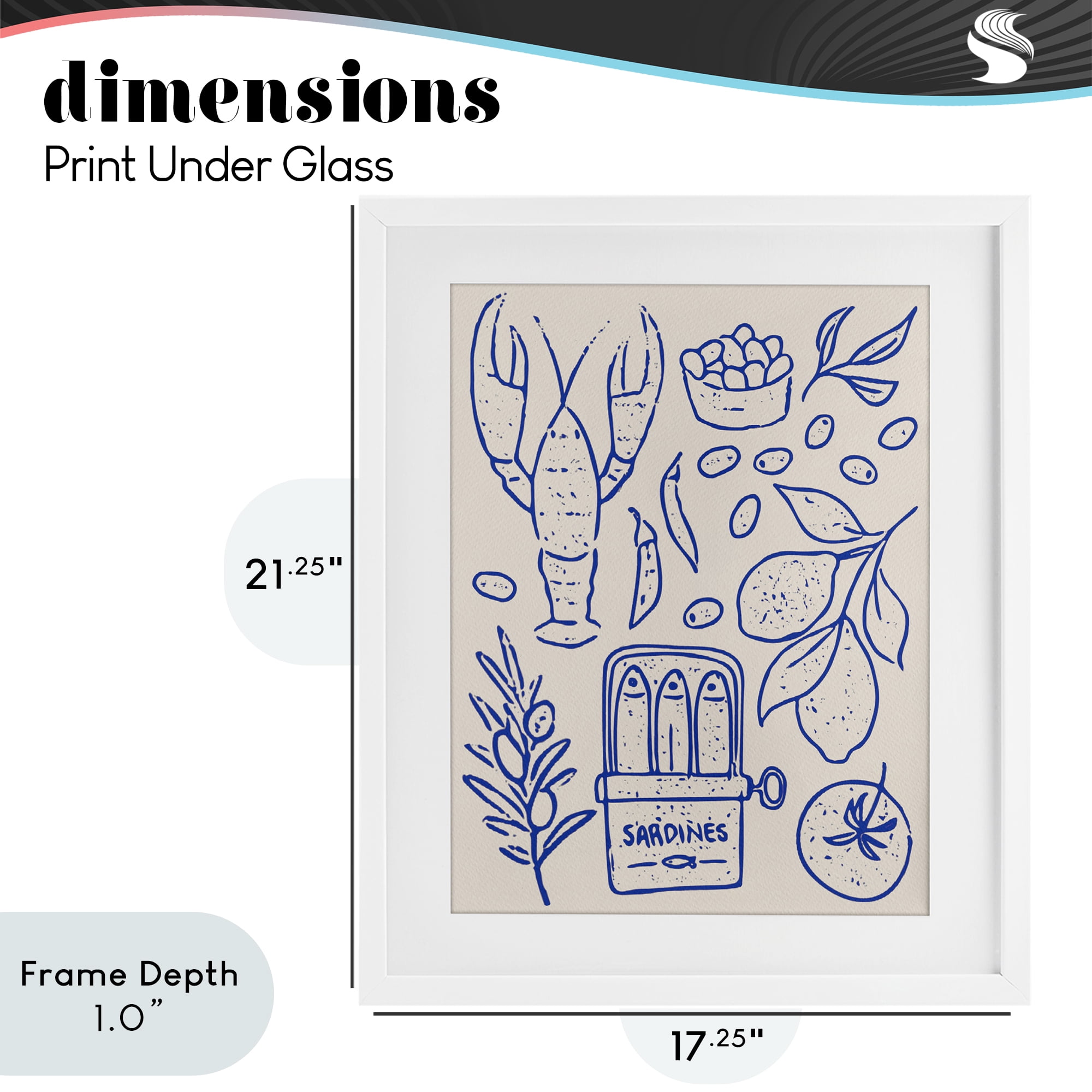Stupell Industries Seafood & Herbs Simplicity White Framed Print Under Glass, design by Camila Juncos
