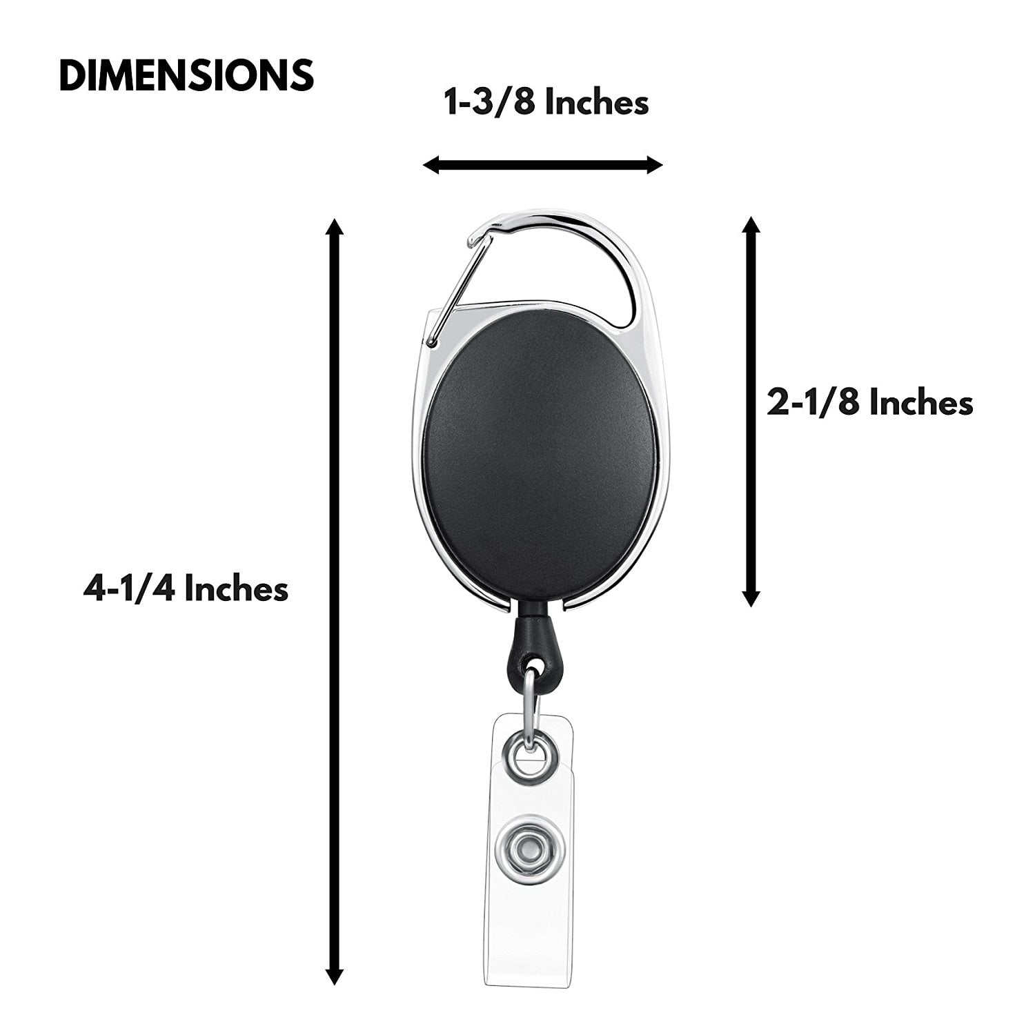 GOGO Carabiner Badge Holder Reels With Back Splint Office Business Card Supply-BLACK200PCS