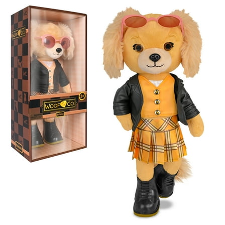 Woof & Co 15-inch Fashion Doll – Briana The Poseable Plush Golden Retriever with Removable Outfit & Accessories, Children Ages 3 